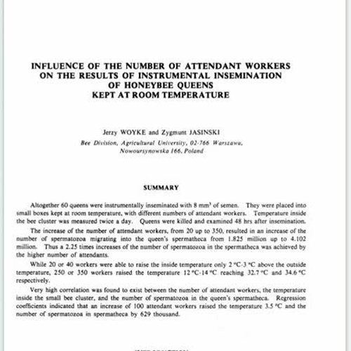تأثیر تعداد کارگران  بر روی تلقیح  ملکه های زنبور عسل نگهداری شده در دمای اتاق